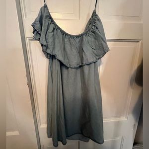 Zara off the shoulder Denim Chambray Dress